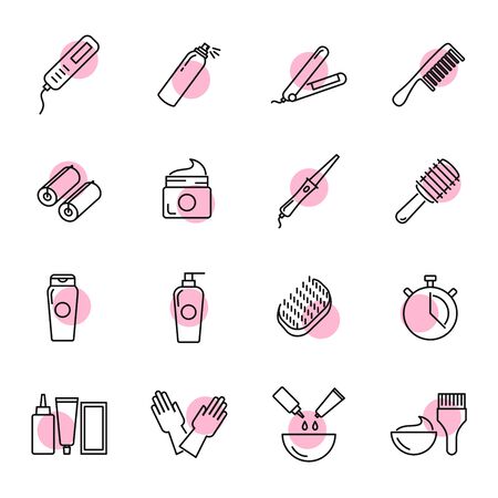 Hair care and tools vector iconsのイラスト素材