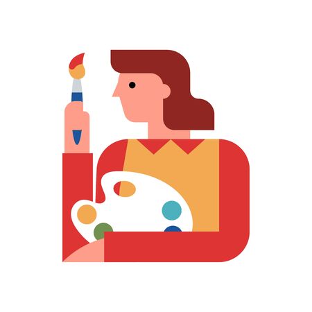Artist woman flat vector illustrationのイラスト素材