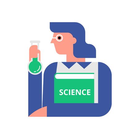 Woman scientist flat vector illustrationのイラスト素材