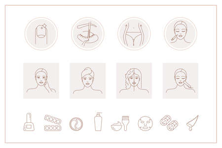 Beauty vector icons setのイラスト素材