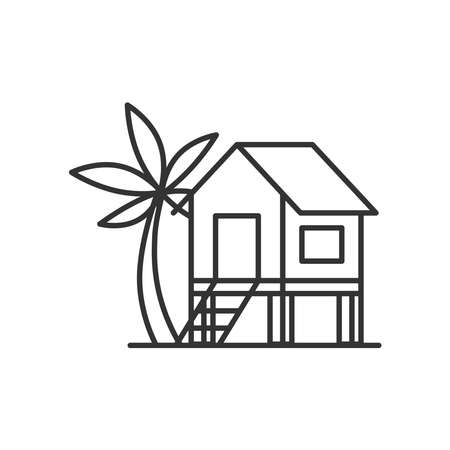 Beach house icon vector line styleのイラスト素材