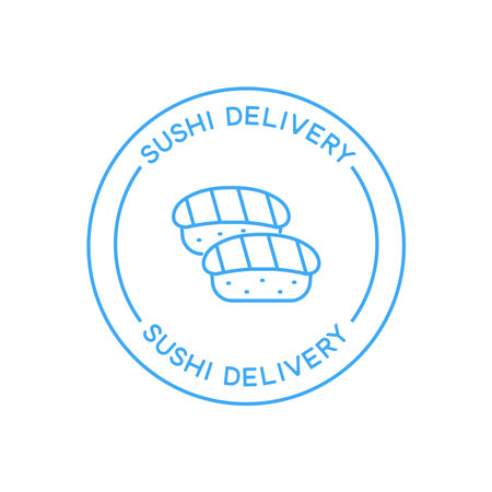 Sushi delivery logo. Japanese food labelのイラスト素材