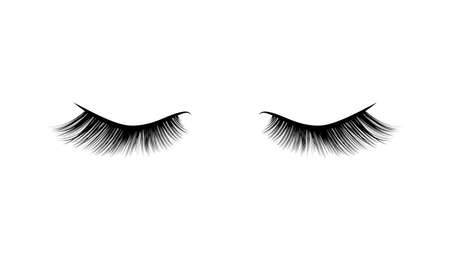 Womens long black eyelashes illustrationのイラスト素材
