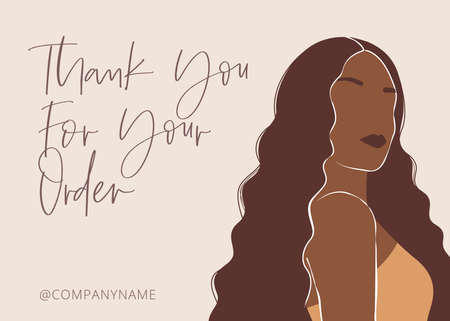 Thank you for your order card template with womans portraitのイラスト素材