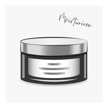 Fashion illustration of a moisturizer jar. Skincare product vector. Lotion, hand cream, cleansing foam, eye patches, scrub, lip balmのイラスト素材