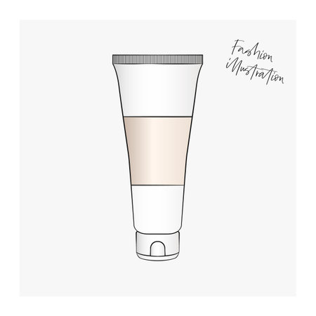 Sunscreen, hand cream, moisturizer illustration. Skincare product tube vector. Lotion, cleansing foam, shower gel, shampooのイラスト素材