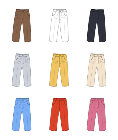 Color pants set illustration on white backgroundのイラスト素材