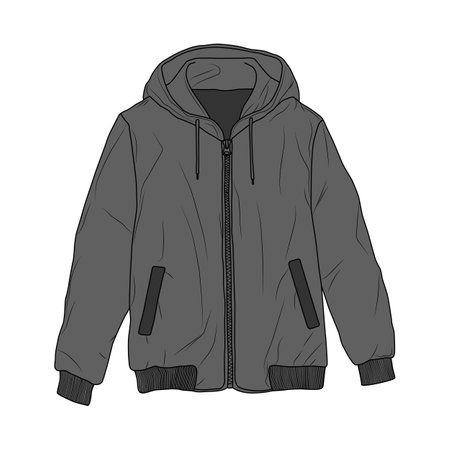 Grey jacket sketch illustration on white backgroundのイラスト素材