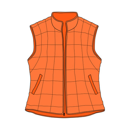 Orange color warm vest sketch illustration on white backgroundのイラスト素材