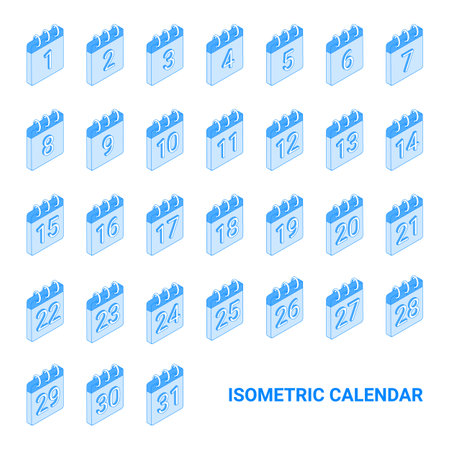 Calendar with dates isometric icon editable stroke. Calendar monthのイラスト素材