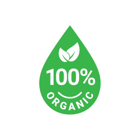 100 percent organic vector label, stampのイラスト素材