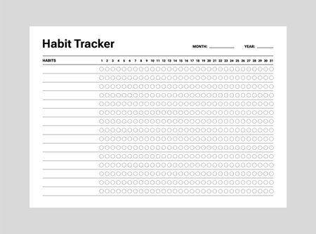 Habit tracker planner page blank template for a monthのイラスト素材