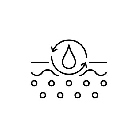 Epidermis water balance, skin moisturizing icon editable strokeのイラスト素材