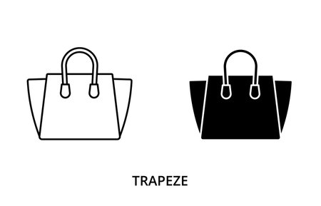 Trapeze bag icon, line editable stroke and silhouetteのイラスト素材