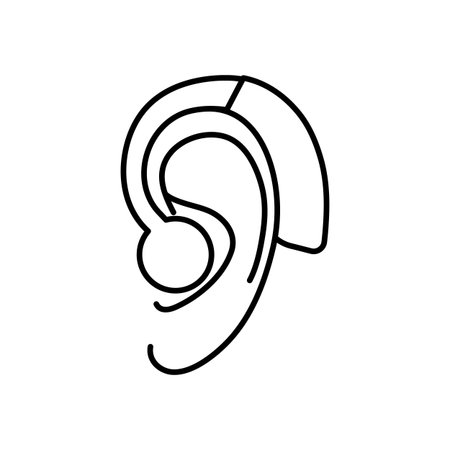 Hearing aid for the deaf icon, linear style, editable strokeのイラスト素材