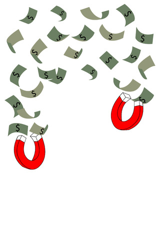 Illustration of money magnet to financial freedom in futureの写真素材