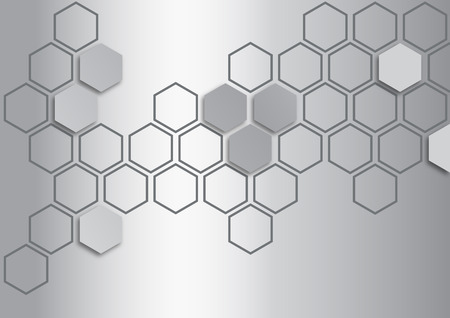 metalic silver hexagon on metalic silver backgroundのイラスト素材