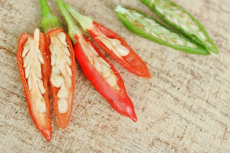 red and green of Thai chillisの写真素材