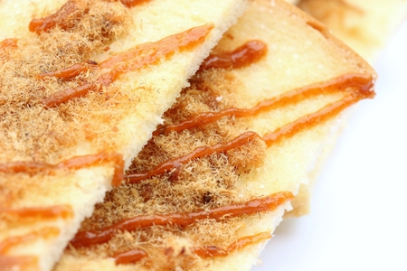 biscuit with dried pork on topの写真素材