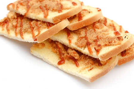 biscuit with dried pork on topの写真素材
