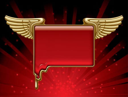 Vector gold banner with wingsのイラスト素材
