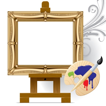 Vector gold frame on a easelのイラスト素材