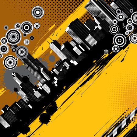 Vector background with a city skylineのイラスト素材