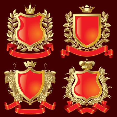 Vector set of gold heraldic symbolsのイラスト素材