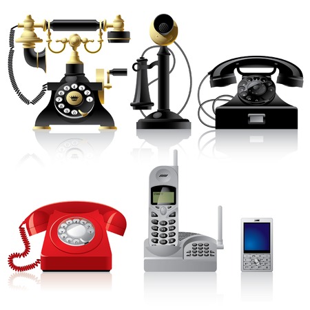 Vector telephone sets of different epochのイラスト素材