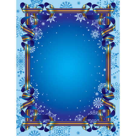 Vector Christmas background with a ribbon borderのイラスト素材