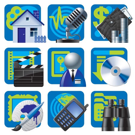 Vector set of blue website and internet icons 2のイラスト素材