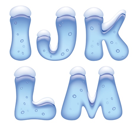 Vector image of ice alphabet capital letters under snowのイラスト素材