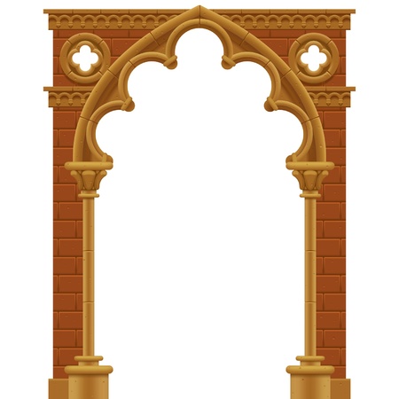 Frame in form of the stone decorated gothic archのイラスト素材