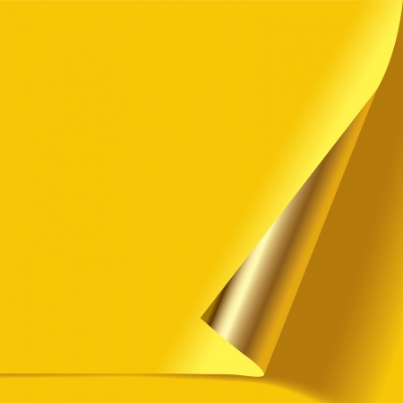 Vector image of gold curled corner of the yellow paperのイラスト素材