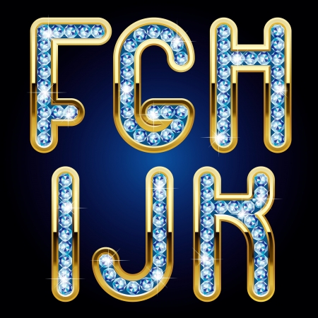 Isolated raster version of vector image of gold and diamond alphabet capital letters (contain the Clipping Path)のイラスト素材