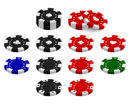 Poker chips set isolated on white background. Vector illustrationのイラスト素材