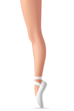 Ballerina's foot in pointe shoe on white. Vector illustrationのイラスト素材