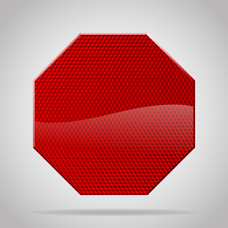 Red reflective warning octagon sign. Vector illustrationのイラスト素材