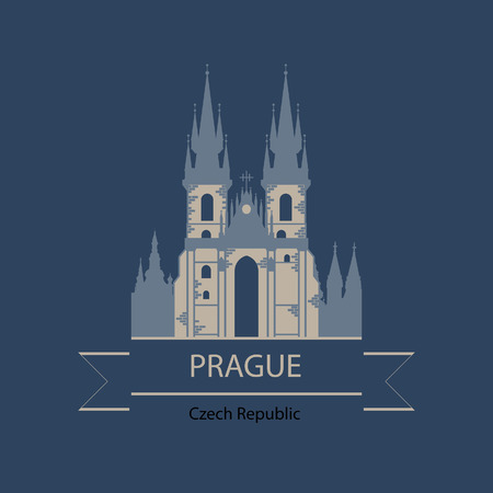 Travel banner  of Prague and Czech Republic with landmarks. Vector illustrationのイラスト素材