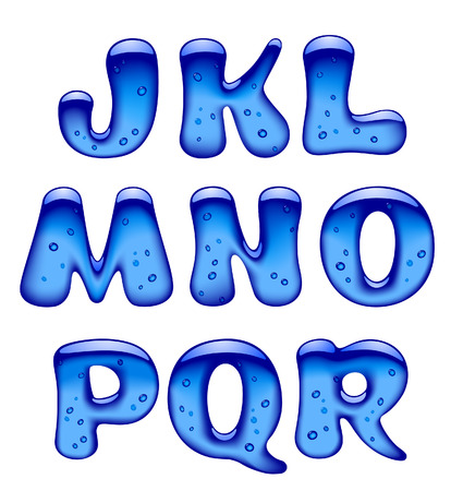 Set of blue gel, ice and caramel alphabet capital letters isolated on white. Vector illustrationのイラスト素材