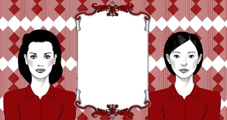 Portraits of two businesswomen of different nationalities, women-bossのイラスト素材