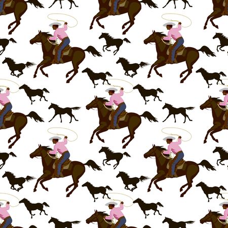 Vintage seamless backgrounds with wild horses.のイラスト素材