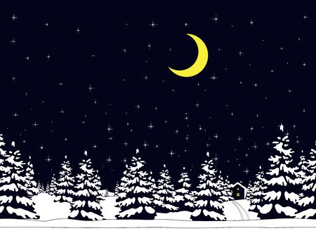 Night winter landscapeのイラスト素材