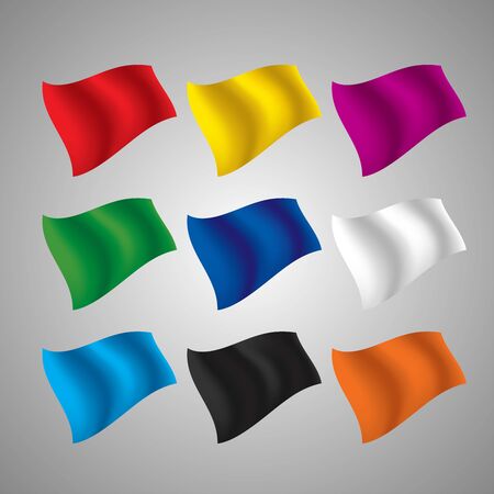 Set of flying flags of different colorsのイラスト素材