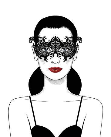 Beautiful girl in carnival mask.のイラスト素材