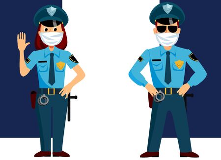 The police are warning you. Prohibition, caution. Vector illustration.のイラスト素材