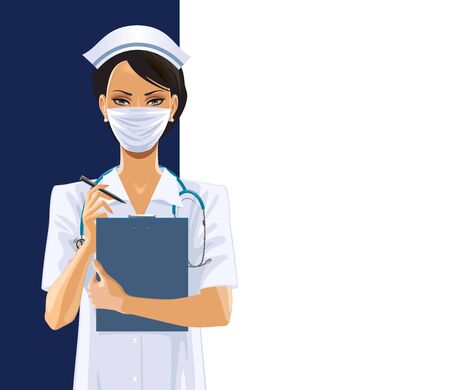 The nurse in white medical face mask.のイラスト素材