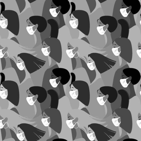 Seamless background with a group of people.のイラスト素材