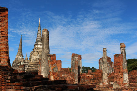 travel trip on sunny day and blue sky in Thailand, Famous temple, Famous temple view on sunny day.のeditorial素材