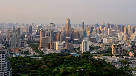 Thailand Landscape : Heart of the Bangkok skyline at sunsetの写真素材
